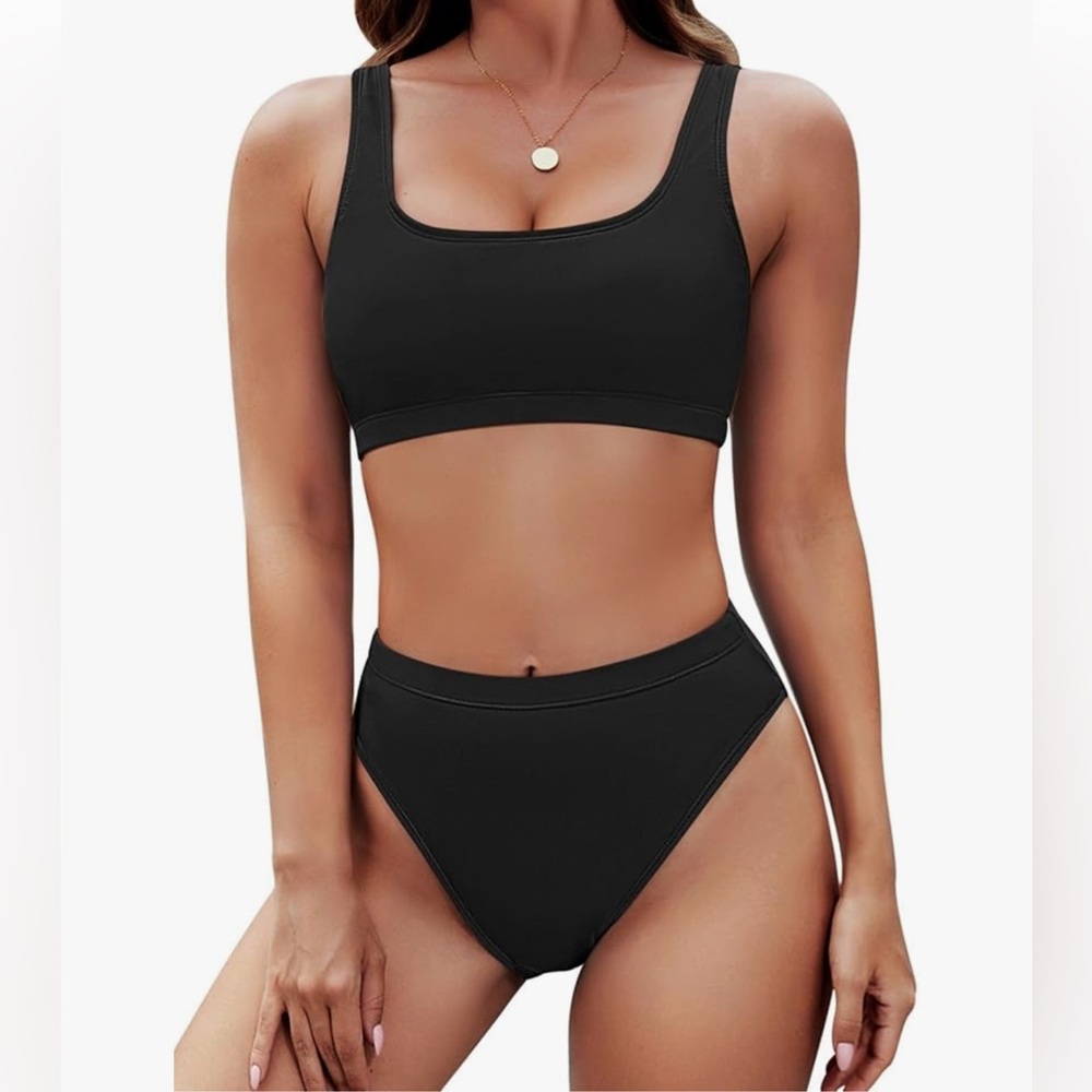 ✨NEW✨Pink Queen High Waisted Cheeky Bikini - Black - Medium